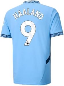 Haaland 9# City Home Soccer Jersey 2023/24 (US, Alpha, Medium, Regular, Regular, Blue)