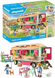 Playmobil 71441 Country: Cosy Train Café with Vegetable Garden, with a lovingly designed trailer, detailed equipment, fun imaginative role-play, sustainable play sets suitable for children ages 4+