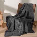 PHF Tufted Sherpa Fleece Throw Blanket for Couch, 510GSM Warm Blanket for Winter, No Shed No Pilling, 50" x 60", 3D Jacquard Cozy Thick Blanket for Bed, Dark Grey