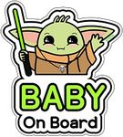 GEEKBEAR Baby on Board Car Sticker - Character Design, Reflective, Weather-Resistant (03. Cute Alien Boy)