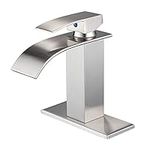 Bathroom Faucet Brushed Nickel GGStudy Single Handle Waterfall Bathroom Faucet One Hole Bathroom Vanity Faucet