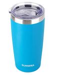 SUNWILL 20oz Tumbler with Lid, Stainless Steel Vacuum Insulated Double Wall Travel Tumbler, Durable Insulated Coffee Mug, Powder Coated Royal Blue, Thermal Cup with Splash Proof Sliding Lid