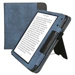 kwmobile Cover Compatible with Kobo Libra Colour Cover - Faux Leather/Suede Case with Stand - Dark Blue/Dark Grey