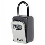 FESA Outdoor Key Lock Box - 4-Digit Code Combination Lock Box for Keys & Car Key Fob - Key Lockbox to Hang or Wall Mount - Perfect for Vacation Homes, House Sitters, Realtors (Hang or Wall-Mount)