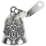 Omoojee Motorcycle Angel Bell for Luck, with Hanger, Drive Safe Cycling Bells For Bikers Riders, Steel Color, Medium