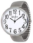 Geneva Super Large Stretch Watch Clear Number Easy Read (Silver), Silver, S, Large Face Watch