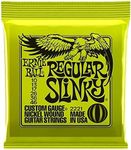 Ernie Ball Regular Slinky Guitar Strings - includes spare E (10) string and 6 free Giocoso plectrums