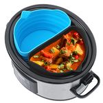 MaMix Slow Cooker Liners Fit Crock-pot 6 Quart Oval Slow Cooker, Reusable Slow Cooking Divider Liner, Silicone Insert for 6QT Pot, Dishwasher Safe(Blue+Black)