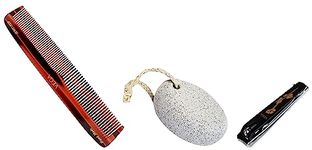 Vega Graduated Dressing Comb, Brown & VEGA Large Nail Clipper (Black) (LNC-03) & Vega Oval Shaped Pumice Stone, White