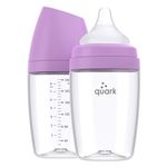 BuubiBottle Max Anti Colic Baby Bottles by Quark - With RealFeel Slow Flow Nipple for Newborns to Simulate Breastfeeding - BPA-Free, PVC-Free, Toxin-Free - 240 ml Bottle with Lid, 2 Pack - Purple