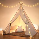 besrey Kids Teepee Tent indoor ，Kids Play Tent for Indoor with Padded Mat & Light, Teepee Tent for Kids, Playhouse, Cotton Teepee - Kids Playhouse - Kids Tent,Princess Tent, Reading Tent