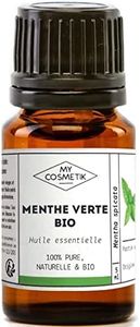Huile Essentielle de Menthe verte BIO AB - Issue de l'agriculture Biologique - Chémotypées HEBBD/HECT - Composition 100% pure et naturelle - MY COSMETIK - 10 ml