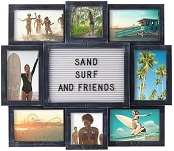 Melannco Customizable Letterboard 8-Opening Photo Collage, 19 x 17 inch,Distressed Black