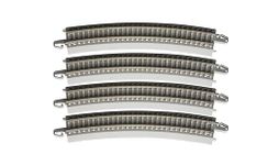 Bachmann Trains - E-Z Track® Nickel Silver Track with Concrete Ties ON Gray Roadbed - 22” Radius Curved Track (4/Card) - HO Scale