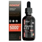 Flowzuk Liquid Vitamin B12 Drops 5000 mcg Methylcobalamin - High Strength 60ml Vitamin B12 Supplement Dropper - Vegan Friendly Supplement - Fast Absorbing, Gluten Free Vitamin B12 Liquid