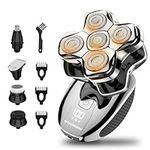 Head Shavers for Bald Men, MAXGROOM 6 in 1 Head Shaver for Men, 5D Electric Razor for Wet/Dry Shaving with LED Display, Magnetic Detachable Head, 3 guide combs(3/5/7mm) & Travel Pouch