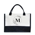 Handmakers Personalized Natural Jute Tote Bag Bridesmaid Custom Beach Gift Bag Makeup Bag with Zipper (M)