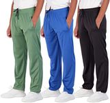 3 Pack: Boys Active Mesh Sweatpants Track Pant Basketball Athletic Fashion Teen Pants Soccer Casual Girls Lounge Open Bottom Running Boy Track Kids Pockets Gym Activewear Training -Set 8,L(14-16)