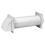 4 Inch / 100 mm Through-Wall Ventilation kit - Adjustable - Louvered Dryer Vent Hood with Pipe and Duct Connector - White - Plastic - with Built in Gravity Damper