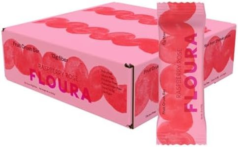 Floura Raspberry Rose Fruit-Forward Fiber Bars– High Fiber, Vegan, Gluten & Dairy Free, Low Calorie Healthy Snack Bars with Upcycled Produce for Gut Health [10 Pack]