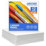 FIXSMITH Painting Canvas Panels - 6x6 inch Professional Quality Canvas Painter Paper Boards,Super Value 12 Pack,100% Cotton,Back to School,Primed,Acid Free,Suitable for Professionals,Artists,Beginners,Hobby Painters,Students & Kids