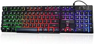 Rii RK100+ Multiple Color Rainbow LED Backlit Large Size USB Wired Mechanical Feeling Multimedia Gaming Keyboard