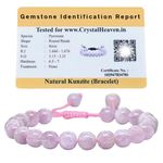 Certified Natural Healing Crystal Bracelet for Women Men - AAA Grade Original Healing Gemstone Adjustable Bracelet for Yoga Reiki Meditation Feng Shui (Pink Kunzite)