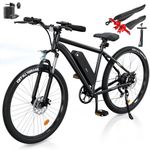 Finbike Electric Bike for Adults,26" Ebike 250W Motor Electric Bicycle with 36V 10.4Ah Removable Battery,100KM Range,7 Speed,Fast Charging, 5 Speed Modes,Dual Disk Brake Mountain Bike