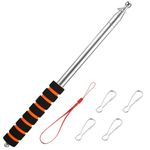 Telescopic Handheld Flag Pole,Flag Pole Festival,Telescopic Pole,Stainless Steel Festival Flag Pole,Portable with Non-Slip Handle,Suitable for Tour Guides,Teaching (2.5m Orange with Red Buckle X 4)