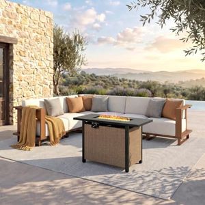 Sophia & William HDPE Patio Furniture Set, 7-Piece L Shaped Outdoor Couch