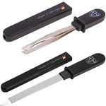 3 Swords Germany - Brand quality double sided (fine & coarse) SAPPHIRE POCKET NAIL FILE and POCKET TWEEZERS Made in Solingen Germany