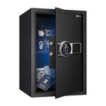 Amazon Basics 55 Litres Fingerprint Safes for Home & Office - Fingerprint Lock 3-in-1 | locker safe with Motorized Door Locking Mechanism | Size : 55 H x 35 W x 36 D(cm) | Black | Weight: 25 Kgs