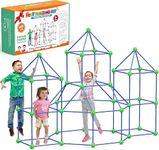 zqiliboyi 140 PCS Den Building Kit for Kids, DIY Fort Building Kit, STEM Educational Construction Toys for Age 4-10, Creative Forts & Castle Play Sets, Indoor Outdoor Play House Tent for Boys Girls