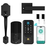 WiFi Front Door Lock Set - CINOP Fingerprint Keyless Entry Smart Locks Handle Set, Digital Remote Control Keypad Bluetooth Alexa Deadbolt Lockset with Auto Lock, Code, Fob, App for Rental,Black