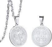 St Benedict Medals Saint Benedict Cross San Benito Medalla Religious Medal Catholic Jewelry Stainless Steel Men Women Necklace