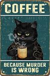 Retro Cat Coffee Metal Sign Vintage