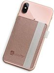 Stick-On Phone Wallet for Back of iPhone or Android Case | 6 Sleeve Credit Card Holder - Pocket for Cards, Money & ID - Built-in Stand - Waterproof Material - Travel, Work & Life-Proof - Pink
