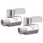 DERNORD 3/8 Inch Stainless Steel Mini Ball Valve NPT FxM Thread with Stainless Handle(Pack of 2)