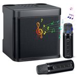 SOPPY Karaoke Machine for Adults & Kids, Portable Bluetooth Speaker with 2 Wireless Microphones, Karaoke Machine Speaker with Voice Changing Effects,Party Lights for Family Home Party (Black)