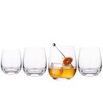 Galateo Crystal Whiskey/Cocktail Glasses - 12.2 oz (360 ml) - Made in Slovakia - Timeless Design - Heavy Base - Lead-Free Crystal - Set of 4