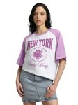 JUNEBERRY® 100% Pure Cotton Oversized Baggy Fit Round Neck T-Shirt for Women & Girls (Sizes: S to 2XL) (OS_JB_NWYRK11_LC_WT_S)