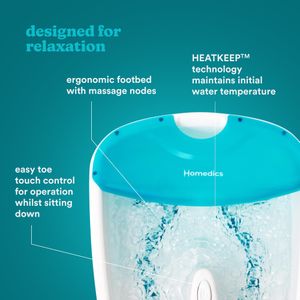 Homedics Foot Spa Massager – White/Blue, Relaxing Home Pedicure