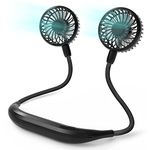 COMLIFE Portable Neck Fan, 2600mAh Battery Operated Ultra Quiet Hands Free USB Fan with 6 Speeds, Strong Wind, 360° Adjustable High Flexibility Wearable Personal Fan for Home Office Outdoor Travel (Blades, Blue)
