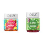 OLLY Prenatal Gummy Supplement with no artificial flavours and colours Sweet Citrus & Daily Energy Gummy Supplement 100% caffeine-free energy vitamins Tropical Passion blend