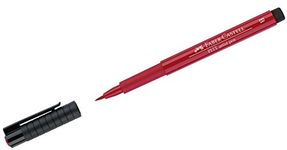 Faber-Castell Art & Graphic Pitt Artist Pen Brush India Ink Pen, Deep Scarlet Red, Single Pitt Pen, For Art, Craft, Drawing, Sketching, Home, School, University, Colouring