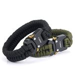 Paracord Bracelets for Men Multipurpose Braided Tactical Survival Bracelet Mens Rope Bracelet Cobra Paracord Bracelets with Metal Clasp (black)