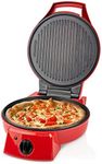 Ex-Pro 12" Electric Pizza Maker & Table Top Grill, Indoor Portable Pizza Oven with Non-Stick 12" Plates, 3 Heat Settings Max 230°C - Retro Red