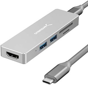 SABRENT Adaptador USB C, hub USB C 3.2, Distribuidor USB múltiple 5 en 1, extensión USB c con 4K HDMI @30Hz, 2 USB 3.2, Lector de Tarjetas SD/Micro SD, para PS5, PC, MacBook (HB-HUCR)