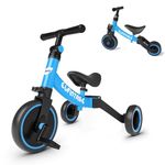 besrey 5 in 1 Toddler Bike for 10 Month to 4 Years Old Kids, Toddler Tricycle Kids Trikes Tricycle, Gift & Toys for Boy & Girl, Balance Training, Removable Pedals - Blue