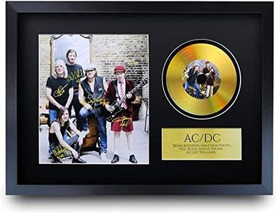HWC Trading A3 FR ACDC Rock Music Malcolm Angus Young Brian Johnson, foto autografata con disco d'oro stampa per i fan di cimeli musicali, formato A3, con cornice